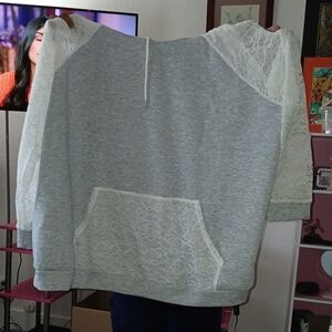 Gray Lace Long Sleeve Women's Top